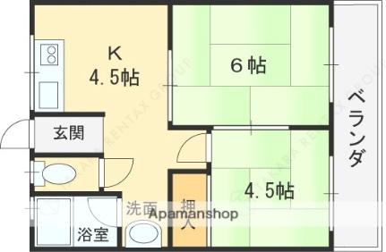 大阪府東大阪市六万寺町３丁目(賃貸マンション2K・1階・34.97㎡)の写真 その2