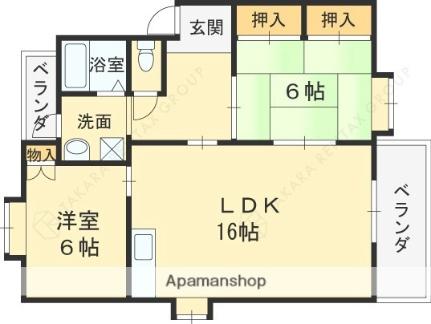 ハイツ瓦木 202｜兵庫県西宮市中島町(賃貸マンション3LDK・2階・63.15㎡)の写真 その2