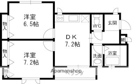 サンロイヤル神垣 101｜兵庫県西宮市神垣町(賃貸マンション2DK・1階・46.10㎡)の写真 その2