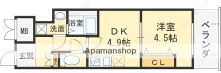 大阪府東大阪市川俣３丁目(賃貸マンション1DK・4階・27.47㎡)の写真 その2