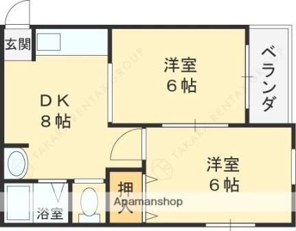 ニッコーハイツ俊徳 2D｜大阪府東大阪市俊徳町４丁目(賃貸マンション2DK・2階・40.00㎡)の写真 その2