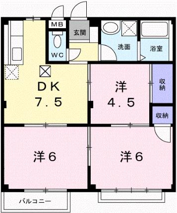 エルディム正木 202｜兵庫県姫路市広畑区西蒲田(賃貸アパート3DK・2階・52.96㎡)の写真 その2