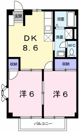 エスポワール御立Ｂ 102｜兵庫県姫路市御立西６丁目(賃貸アパート2DK・1階・44.71㎡)の写真 その2