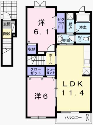 ヴィラ・カルティベート 201｜兵庫県赤穂市塩屋(賃貸アパート2LDK・2階・57.07㎡)の写真 その2