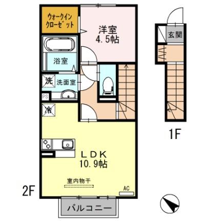 エクセレントコート 202｜兵庫県姫路市飾磨区構５丁目(賃貸アパート1LDK・2階・44.19㎡)の写真 その2