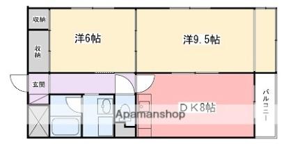 広畑中村コーポ 304｜兵庫県姫路市広畑区小坂(賃貸マンション2LDK・3階・53.74㎡)の写真 その2