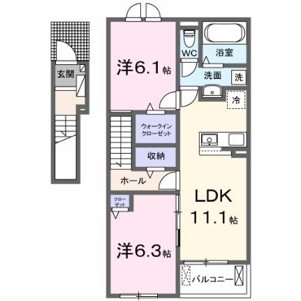 カミーノクラントーノ　ドゥーエ 203｜兵庫県姫路市飾東町佐良和(賃貸アパート2LDK・2階・58.60㎡)の写真 その2