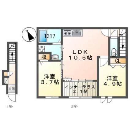 コントレイル糸引 203｜兵庫県姫路市継(賃貸アパート2LDK・2階・52.58㎡)の写真 その2