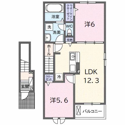 グランデフォルトーネＡ 205｜兵庫県姫路市勝原区山戸(賃貸アパート2LDK・2階・56.44㎡)の写真 その2