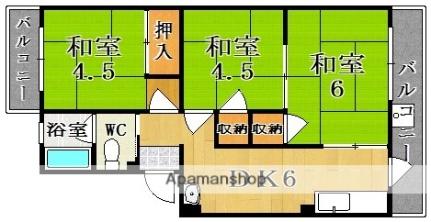 飯田マンション ｜奈良県奈良市芝辻町２丁目(賃貸マンション3DK・3階・48.72㎡)の写真 その2