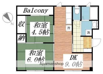 ハイツカクト 3-C｜和歌山県和歌山市和歌浦東３丁目(賃貸マンション2DK・3階・43.00㎡)の写真 その2