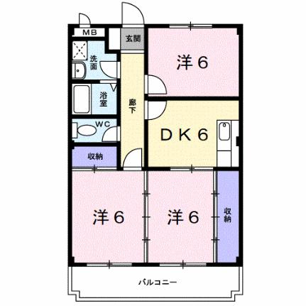 グレース吉田 301｜和歌山県和歌山市吉田(賃貸マンション3DK・3階・55.84㎡)の写真 その2