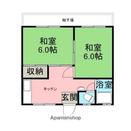 北岡マンション 5｜和歌山県御坊市湯川町財部(賃貸アパート2K・1階・35.58㎡)の写真 その2