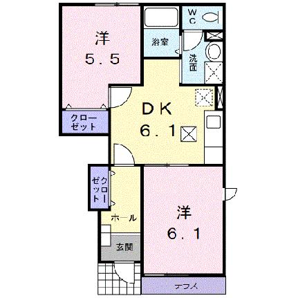 チェリークイーン 105｜和歌山県御坊市野口(賃貸アパート2DK・1階・42.77㎡)の写真 その2