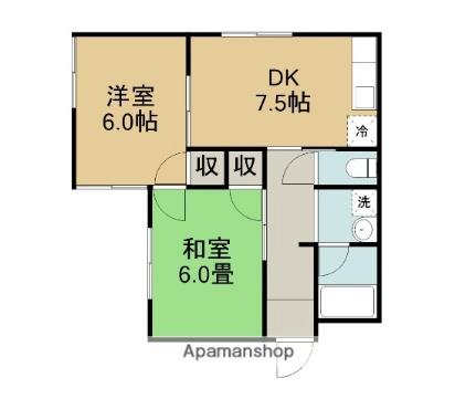 マツバハイツ 101｜鳥取県鳥取市雲山(賃貸アパート2DK・1階・45.36㎡)の写真 その2