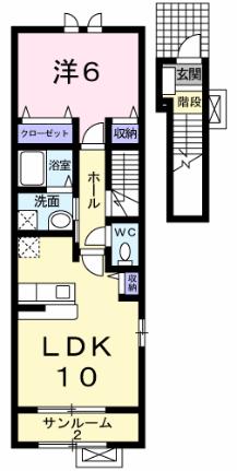 アウローラＢ 201｜鳥取県鳥取市江津(賃貸アパート1LDK・2階・46.28㎡)の写真 その2