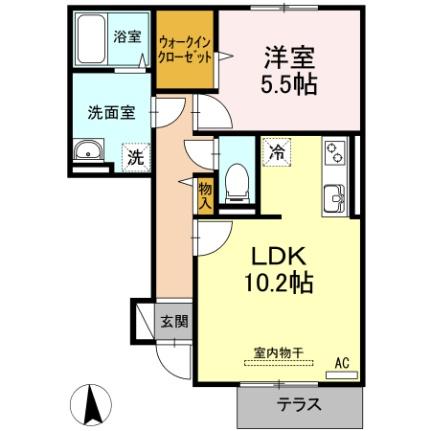 プラシードプレイス 103｜鳥取県鳥取市大杙(賃貸アパート1LDK・1階・43.84㎡)の写真 その2