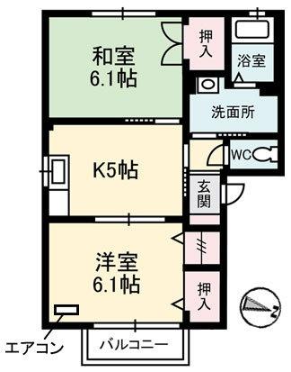 ラ・フルール 0201｜鳥取県鳥取市秋里(賃貸アパート2DK・2階・42.20㎡)の写真 その2