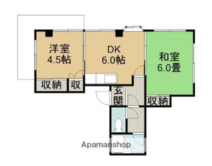 ハイツいせきＤ棟 204｜鳥取県鳥取市正蓮寺(賃貸マンション2DK・2階・41.95㎡)の写真 その2