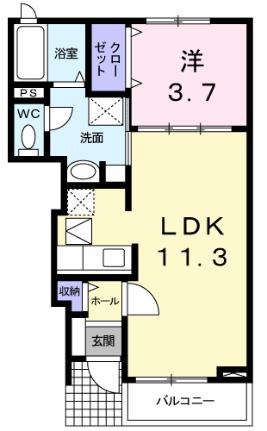 グッド・ラック3 101｜鳥取県鳥取市田島(賃貸アパート1LDK・1階・37.17㎡)の写真 その2