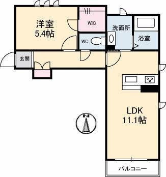 シャーメゾンＡＹＡ 101｜鳥取県鳥取市田島(賃貸アパート1LDK・1階・42.69㎡)の写真 その2