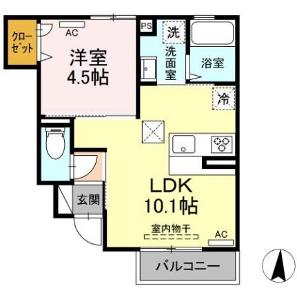 ヴェルドミールII 101 ｜ 島根県松江市雑賀町（賃貸アパート1LDK・1階・34.36㎡） その2