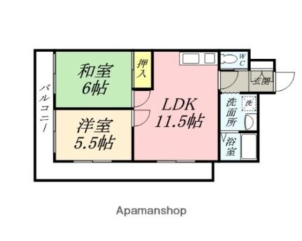 グランデュール今2号館 601｜岡山県岡山市北区今１丁目(賃貸マンション2LDK・6階・50.50㎡)の写真 その2