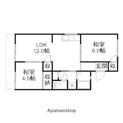 パークサイド太田 105｜岡山県岡山市北区花尻あかね町(賃貸アパート2LDK・1階・49.61㎡)の写真 その2