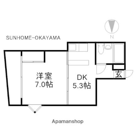 ウェーブレジデンス大供 202｜岡山県岡山市北区大供２丁目(賃貸マンション1DK・2階・27.32㎡)の写真 その2