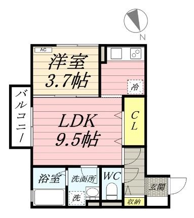 グランドソレーユ 203｜岡山県岡山市南区新保(賃貸アパート1LDK・2階・36.00㎡)の写真 その2