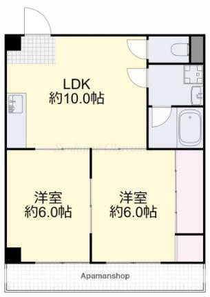 にっせんれん21 403｜岡山県岡山市北区東島田町１丁目(賃貸マンション2LDK・4階・46.20㎡)の写真 その2