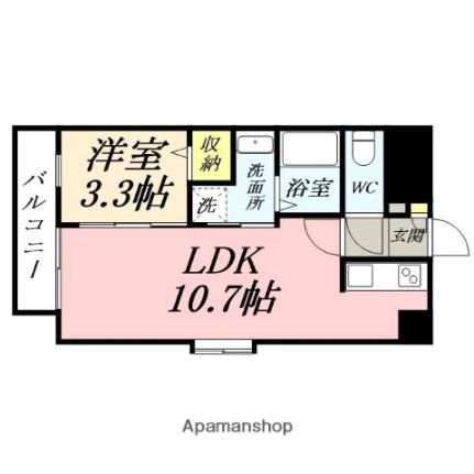 ピュア京橋 602｜岡山県岡山市北区京橋町(賃貸マンション1LDK・6階・33.58㎡)の写真 その2