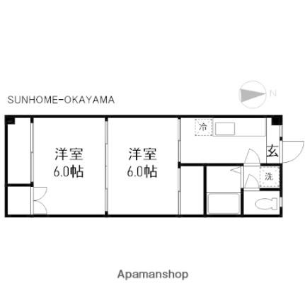 グリーンハイツ原尾島 205 ｜ 岡山県岡山市中区原尾島３丁目（賃貸アパート2K・2階・36.53㎡） その2