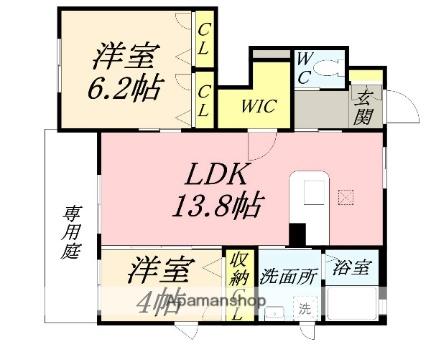 ラ・ルミエール　Ａ棟 101｜岡山県岡山市南区大福(賃貸アパート2LDK・1階・58.20㎡)の写真 その2