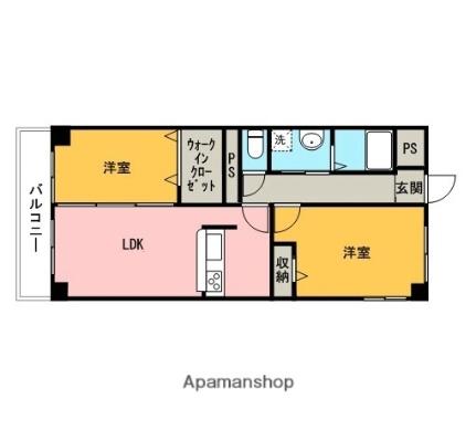 深可ヒュッテ 408｜岡山県岡山市北区奥田本町(賃貸マンション2LDK・4階・57.12㎡)の写真 その2