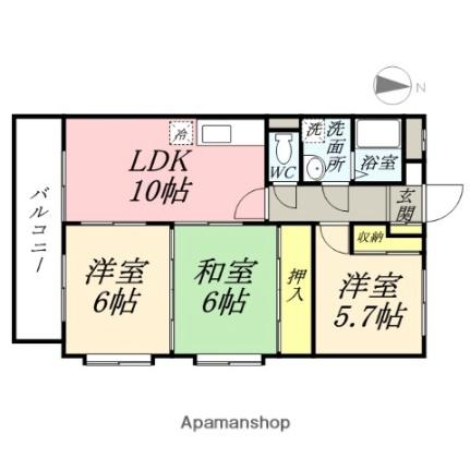 マンションエトワール 303｜岡山県岡山市中区東川原(賃貸マンション3LDK・3階・65.76㎡)の写真 その2