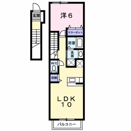 インフィニティー 202｜岡山県岡山市南区新保(賃貸アパート1LDK・2階・44.90㎡)の写真 その2