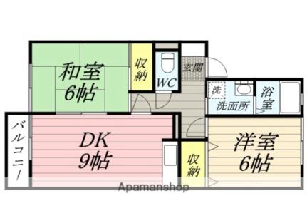 サニーパル芳泉II 203｜岡山県岡山市南区芳泉３丁目(賃貸アパート2DK・2階・55.40㎡)の写真 その2