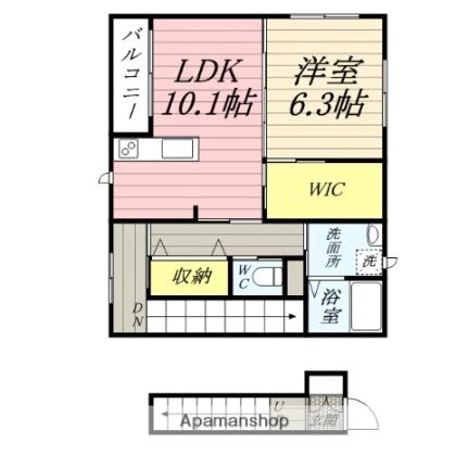 ＯＣＴＯ　Ｃａｓａ　Ｏｍａｃｈｉ　II 201｜岡山県岡山市中区雄町(賃貸アパート1LDK・2階・49.59㎡)の写真 その2