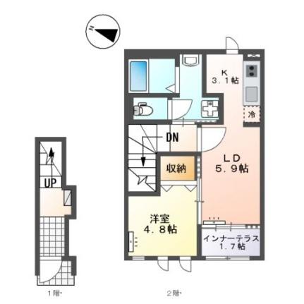 アン・ジュール 205 ｜ 岡山県岡山市東区西大寺川口（賃貸アパート1LDK・2階・42.34㎡） その2