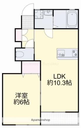 フォレスト備前原 102 ｜ 岡山県岡山市北区宿（賃貸アパート1LDK・1階・40.00㎡） その2