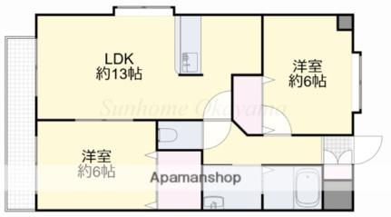 プレジール奥田 304｜岡山県岡山市北区奥田２丁目(賃貸マンション2LDK・3階・57.03㎡)の写真 その2