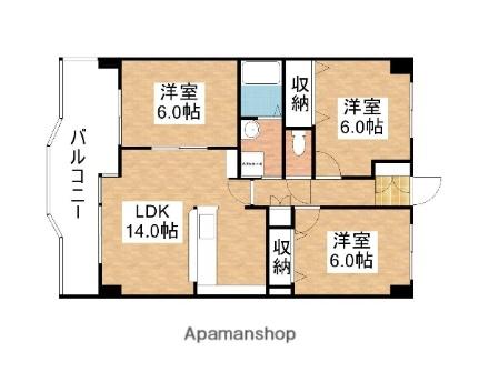 アークハイツ鹿田 602｜岡山県岡山市北区鹿田本町(賃貸マンション3LDK・6階・72.80㎡)の写真 その2