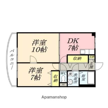 アークハイツ鹿田 603｜岡山県岡山市北区鹿田本町(賃貸マンション2DK・6階・57.40㎡)の写真 その2