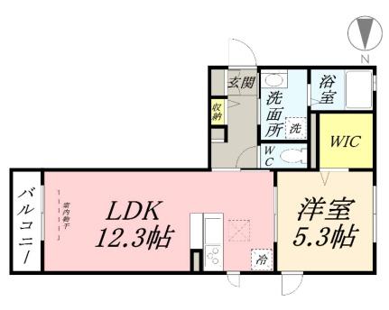 クルールＳＩＸ 101｜岡山県岡山市北区桑田町(賃貸アパート1LDK・1階・44.17㎡)の写真 その2