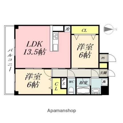 グランスクエア岡山駅西 602｜岡山県岡山市北区昭和町(賃貸マンション2LDK・6階・61.20㎡)の写真 その2