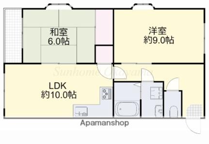 プルミエール田中 303｜岡山県岡山市北区田中(賃貸マンション2LDK・3階・54.00㎡)の写真 その2