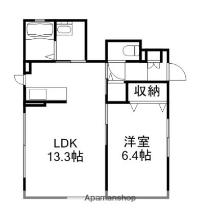 Ｓｕｎ　Ｇｒａｃｅ　III 101｜岡山県岡山市北区神田町１丁目(賃貸アパート1LDK・1階・47.45㎡)の写真 その2