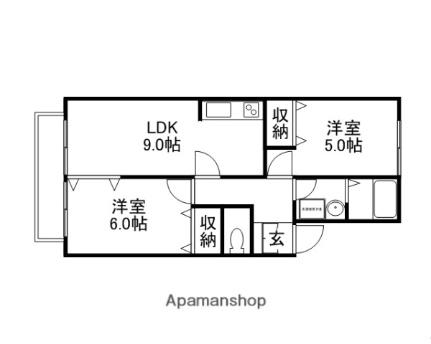 リバーサイド金岡Ａ 101｜岡山県岡山市東区金岡東町１丁目(賃貸アパート2DK・1階・46.31㎡)の写真 その2