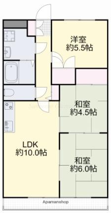 岡山県岡山市中区倉田(賃貸マンション3LDK・7階・62.20㎡)の写真 その2